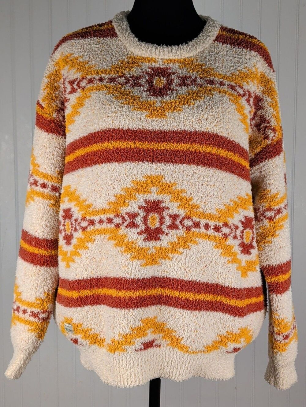 Simply Southern XL Cozy Patterned Aztec Crewneck Sweater